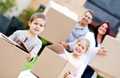 Office furniture and documents being organised for a local move