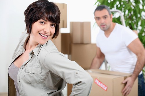 Moving day preparation with boxes and wrapping materials